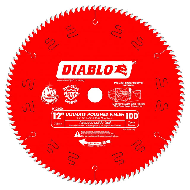 Diablo D12100X 12" x 100 Tooth Ultimate Polished Finish Saw Blade