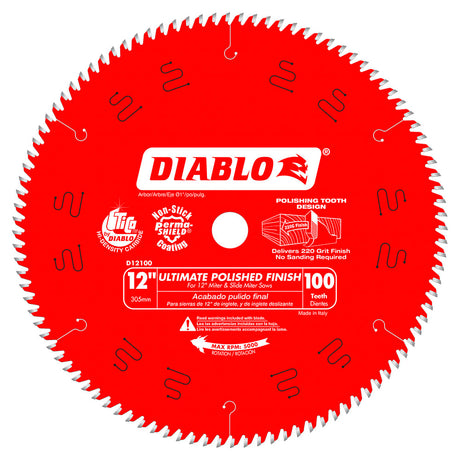 Diablo D12100X 12" x 100 Tooth Ultimate Polished Finish Saw Blade