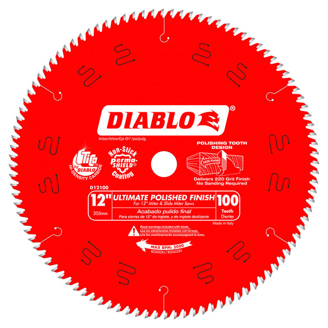 Diablo D12100X 12" x 100 Tooth Ultimate Polished Finish Saw Blade