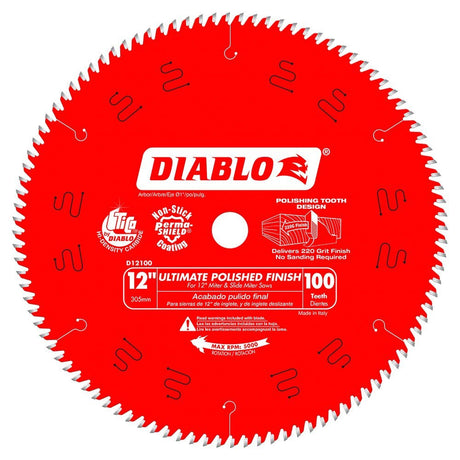 Diablo D12100X 12" x 100 Tooth Ultimate Polished Finish Saw Blade