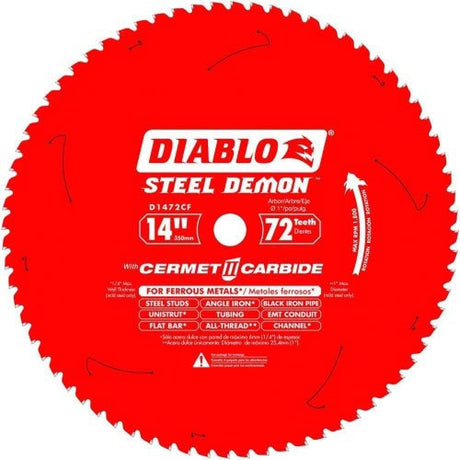 Diablo D1472CF 14" x 72T Steel Demon Metal Cutting Blade 1" Arbor