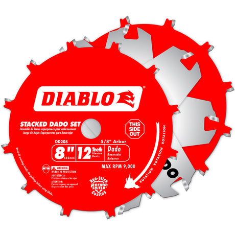 Diablo DD208H 8" x 12 Tooth Carbide Stacked Dado Saw Blade Set