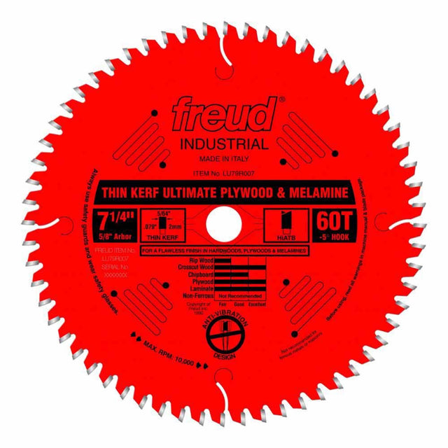 Freud LU79R007 7-1/4" 60T Plywood / Laminate Blade Thin Kerf