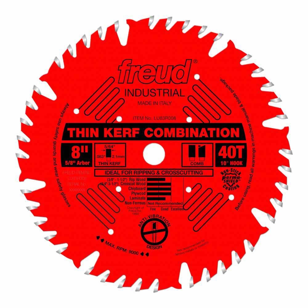 Freud LU83R008 8" Thin Kerf Combination Blade