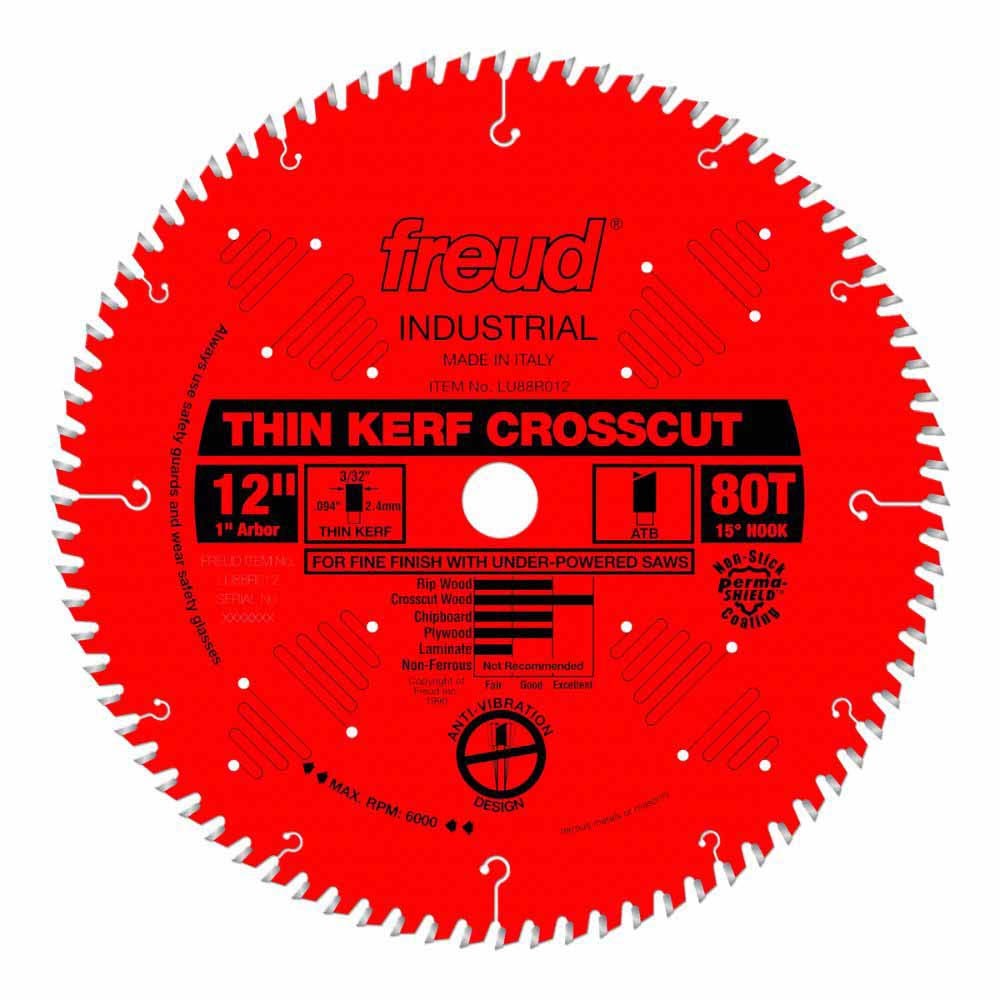 Freud LU88R012 12" Thin Kerf Fine Finish Crosscut Blade