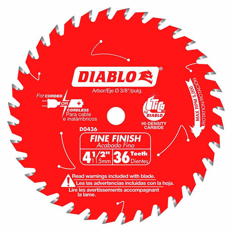 Diablo D0436X 4-1/2-Inch 36 Tooth ATB Cordless Trim Saw Blade with 20-Millimeter Arbor and 3/8-Inch Reducer Bushing