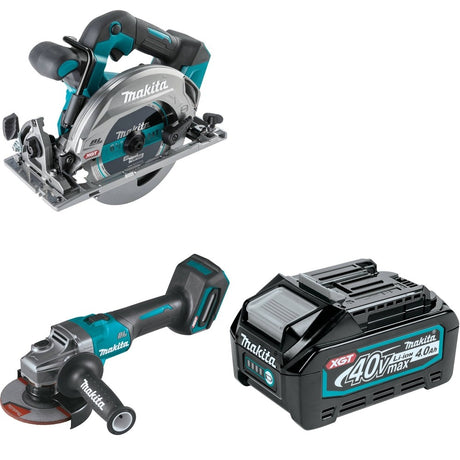 Makita GAG01Z 4-1/2" / 5" Angle Grinder W/ GSH05Z 6-1/2" Circular Saw and BL4040 4.0Ah Battery