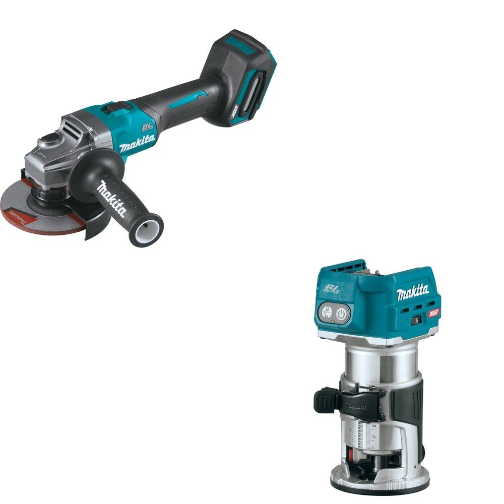 Makita GAG01Z 4-1/2" / 5" Angle Grinder W/ GTR01Z 40V max XGT Brushless Cordless Compact Router