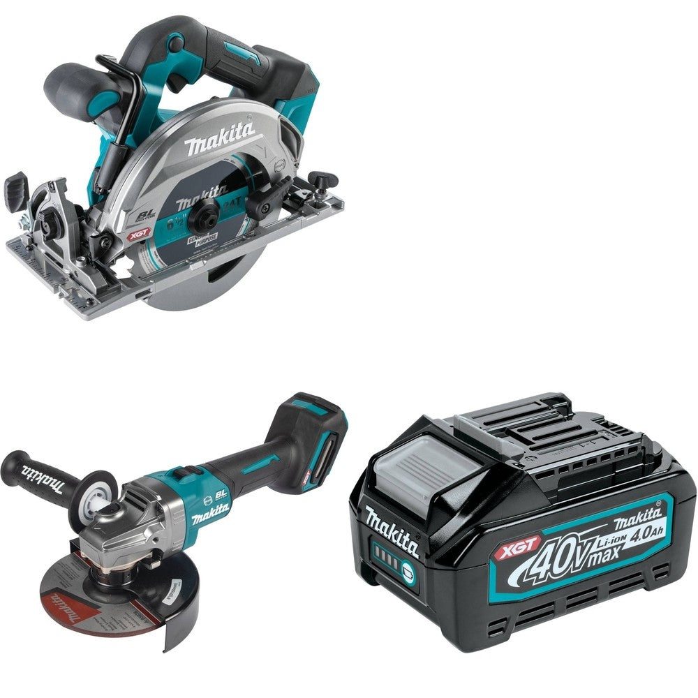 Makita GAG07Z Angle Grinder W/ GSH05Z Circular Saw and FREE BL4040 Battery