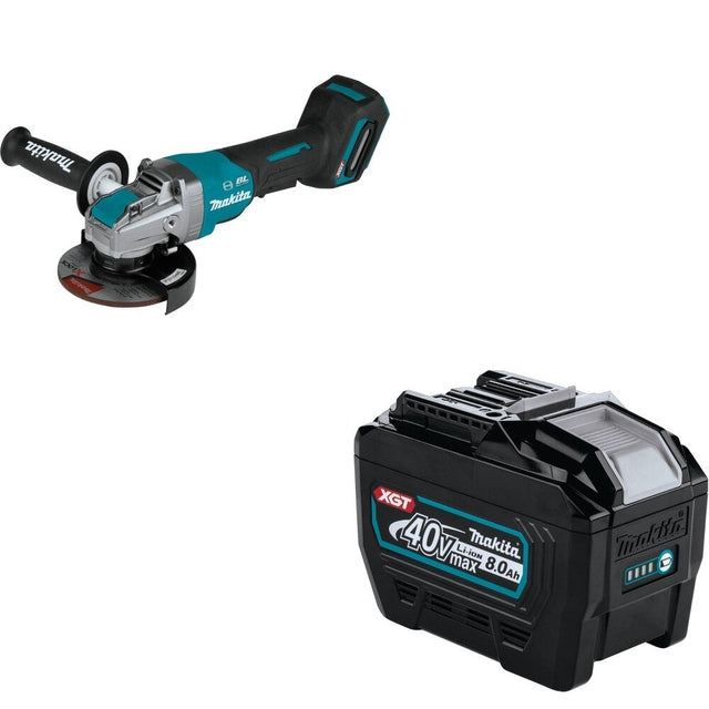 Makita GAG13Z 4-1/2" / 5" X-LOCK Paddle Switch Angle Grinder W/ BL4080F 8.0Ah Battery