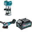Makita GAG13Z 4-1/2" / 5" W/ GTR01Z Router and BL4040 40V max XGT 4.0Ah Battery