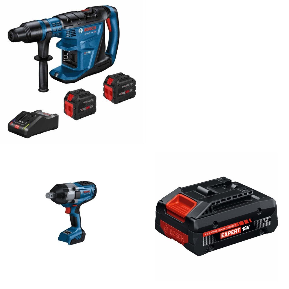 Bosch GBH18V-40 Rotary Hammer Kit W/ FREE Impact Wrench and FREE 4Ah Batt