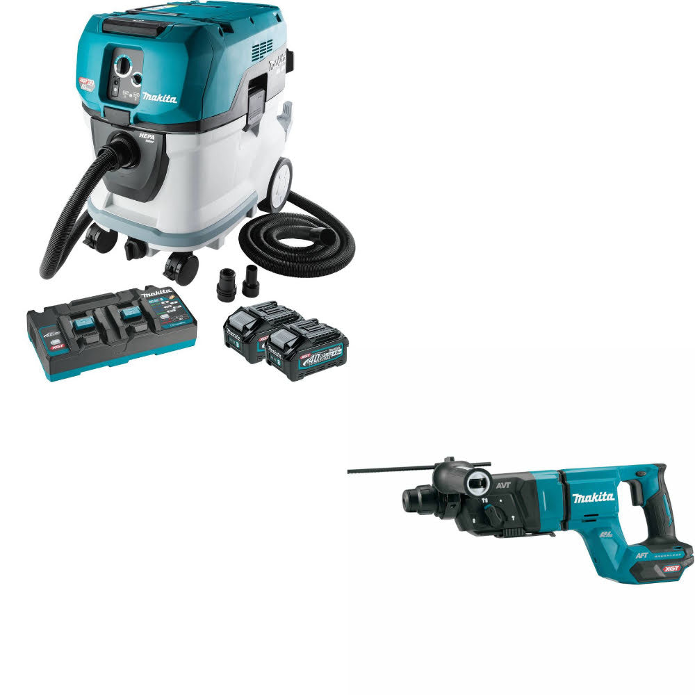 Makita GCV07PMU 80V Max  XGT Vacuum Kit W/ FREE GRH07Z 40V Max Rotary Hammer