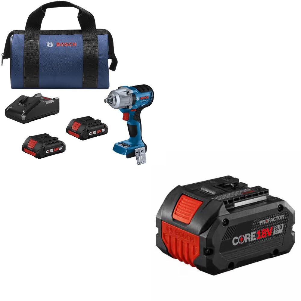 Bosch GDS18V-330CB25 1/2" Mid-Torque Wrench Kit W/ FREE GBA18V80 8.0Ah