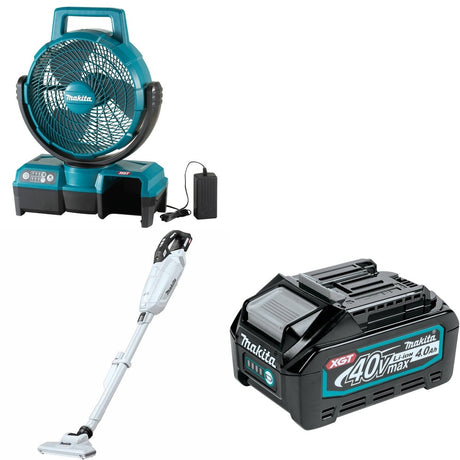 Makita GLC02Z 4-Speed Compact Stick W/ CF001GZ 9-1/4" Fan and BL4040 40V max XGT 4.0Ah Battery
