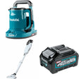Makita GLC02Z 4-Speed Compact Stick Vacuum W/ GTK01Z Hot Water Kettle and BL4040 4.0Ah Battery