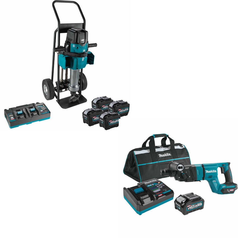 Makita GMH04PL4X 80V Breaker Hammer Kit W/ FREE GRH07M1 40V Rotary Hammer Kit