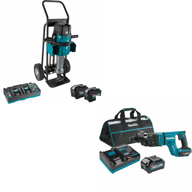 Makita GMH04PLX 80V Max Breaker Hammer Kit W/ FREE GRH07M1 40V Rotary Hammer Kit