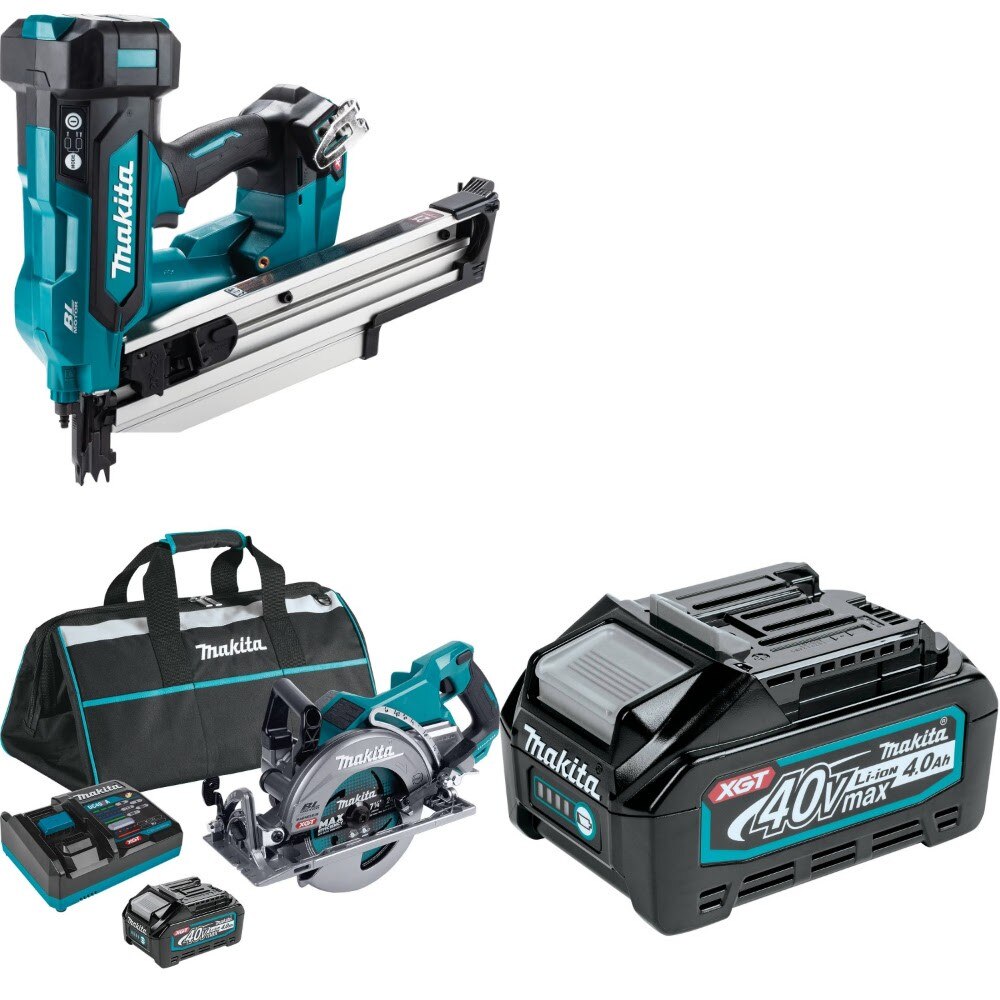 Makita GNB02Z Framing Nailer Kit W/ GSR01M1 Saw Kit and FREE BL4040 Battery