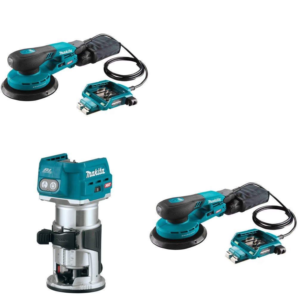 Makita GOB01CZ 40V 6" Random Orbit Sander, 2 Pack Kit W/ FREE GTR01Z Router