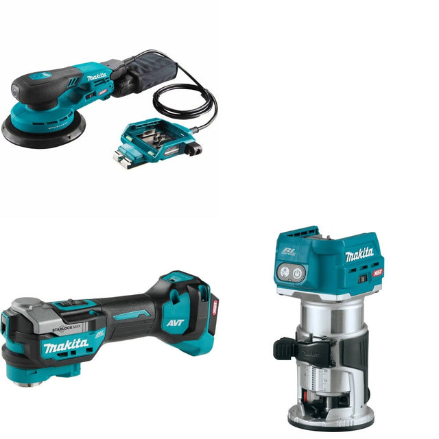 Makita GOB01CZ 40V 6" Random Orbit Sander Kit W/ GMT01Z Multi-Tool and FREE GTR01Z Compact Router