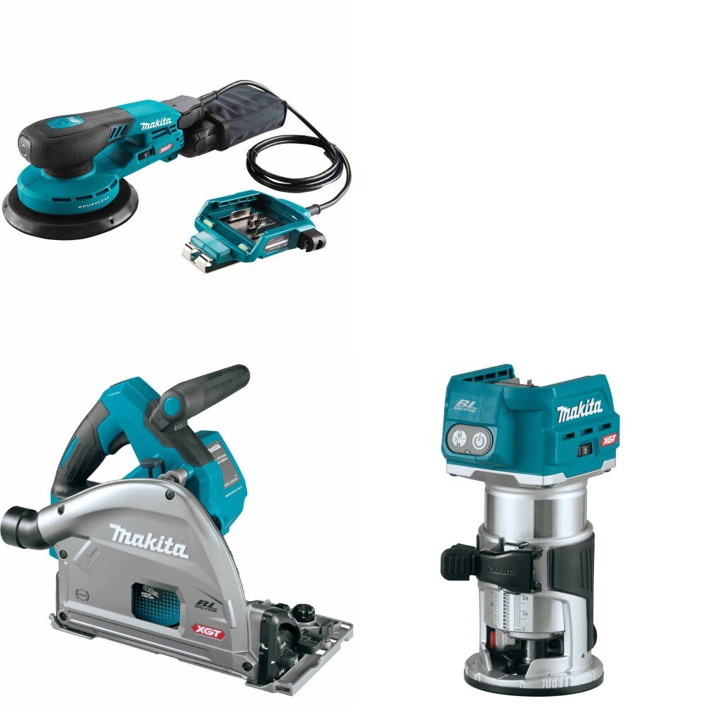 Makita GOB01CZ 40V Random Orbit Sander Kit W/ GPS01Z Plunge Saw and FREE GTR01Z Router