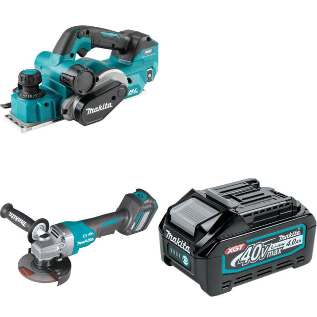 Makita GPK01Z Planer Kit W/ GAG06Z Angle Grinder and FREE BL4040 Battery
