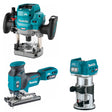 Makita GPR01Z Plunge Router Kit W/ GVJ01Z Barrel Grip Jig Saw and FREE GTR01Z Compact Router
