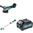 Makita GRU01Z 40V max XGT 15" String Trimmer W/ GAG13Z 4-1/2" / 5" and BL4040 4.0Ah Battery