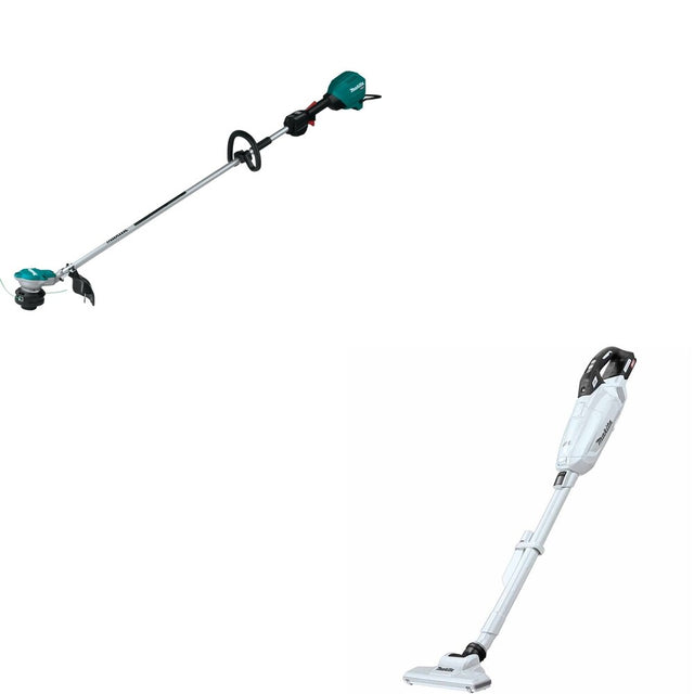 Makita GRU01Z 40V max XGT 15" String Trimmer, Tool Only W/ GLC02Z 4-Speed Compact Stick Vacuum