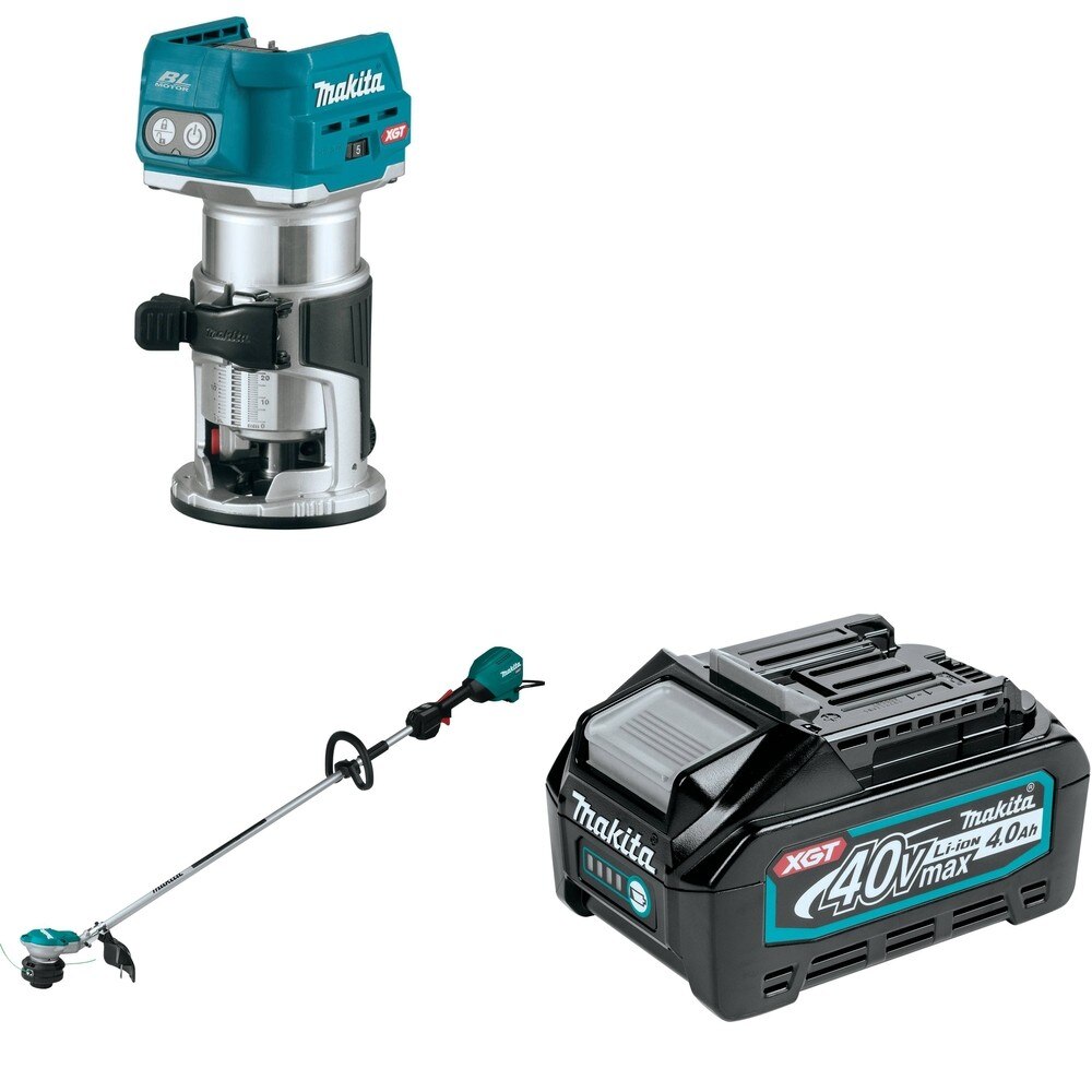Makita GRU01Z 40V max XGT 15" String Trimmer W/ GTR01Z Router and BL4040 4.0Ah Battery