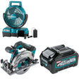 Makita GSH05Z 6-1/2" Circular Saw W/ CF001GZ 9-1/4" Fan and BL4040 40V max XGT 4.0Ah Battery