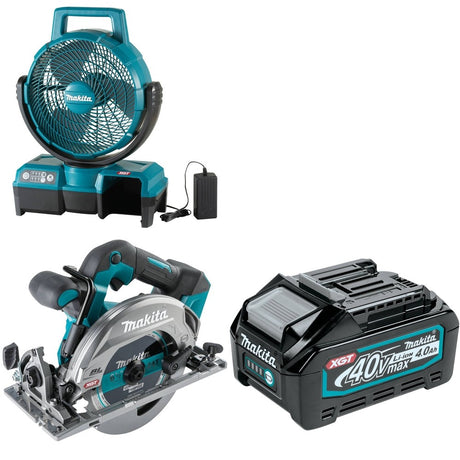 Makita GSH05Z 6-1/2" Circular Saw W/ CF001GZ 9-1/4" Fan and BL4040 40V max XGT 4.0Ah Battery