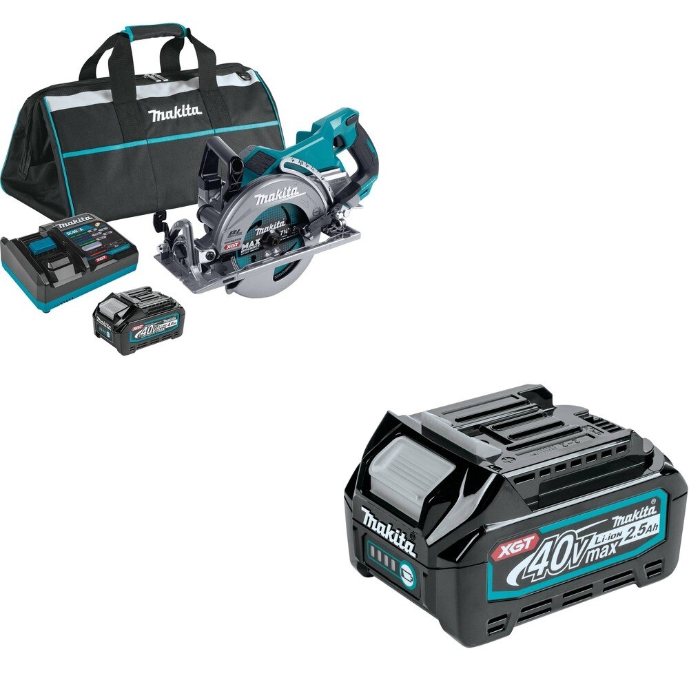 Makita GSR01M1 40V max XGT Rear Handle 7-1/4" Circular Saw Kit, 4.0 Ah W/ BL4025 2.5Ah Battery