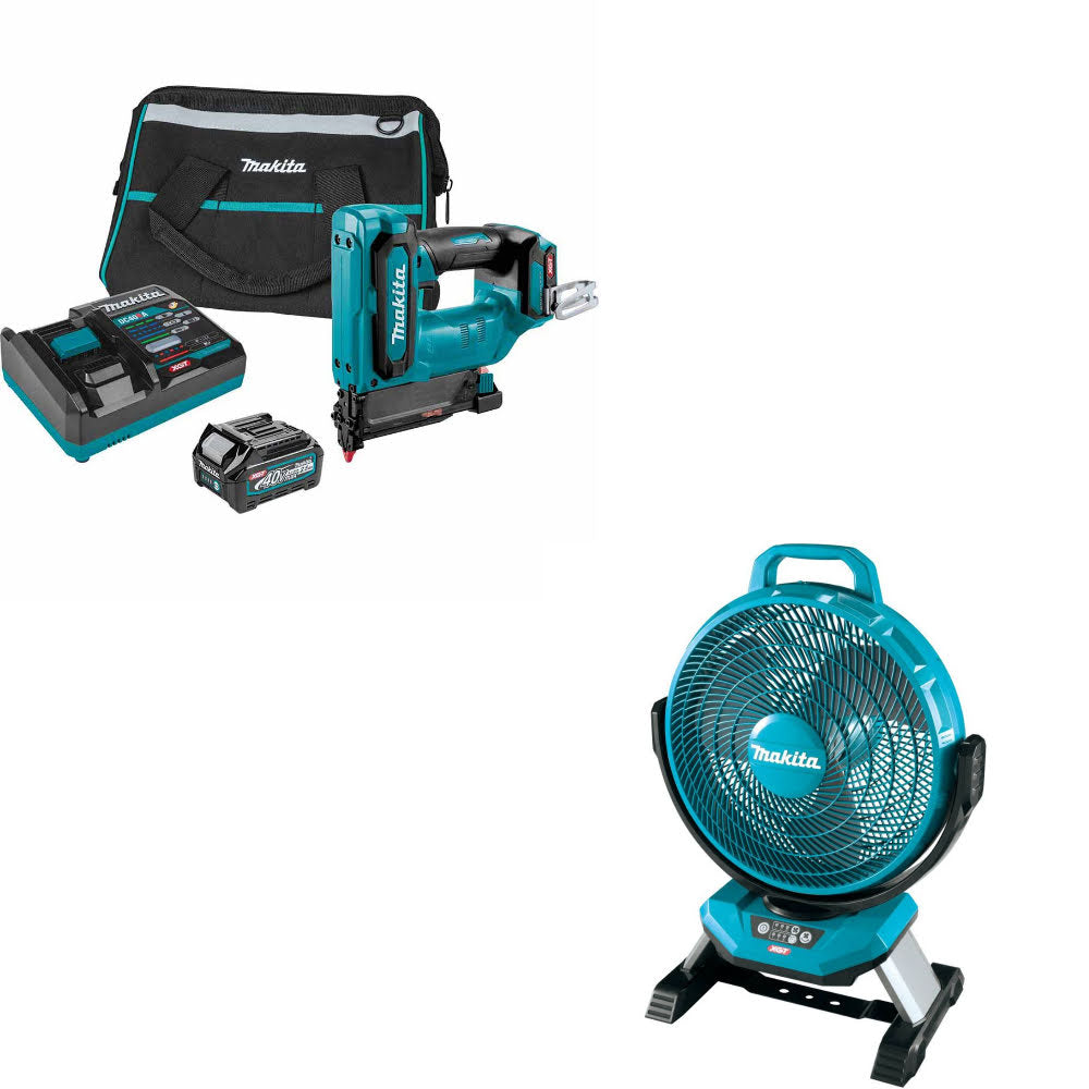 Makita GTP01D1 40V Max XGT Pin Nailer Kit W/ FREE CF002GZ 40V Max XGT Fan, Bare