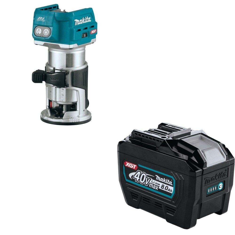 Makita GTR01Z 40V max XGT Brushless Cordless Compact Router, Tool Only W/ BL4080F 8.0Ah Battery