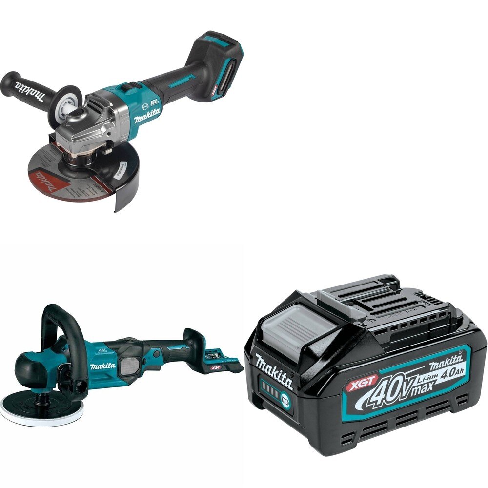 Makita GVP01Z Polisher W/ GAG07Z Angle Grinder and FREE BL4040 Battery