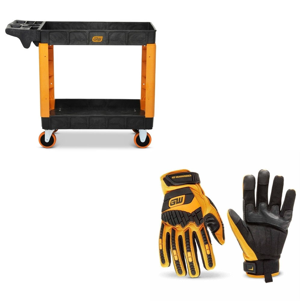 GearWrench GWPSCS 40" 2-Shelf Utility Cart W/ FREE GWSGMM1 Work Gloves Medium