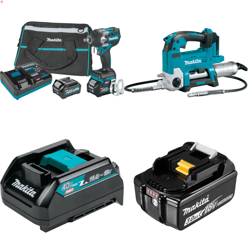 Makita GWT07D 40V max XGT Impact Wrench Kit W/ FREE Gun, Adapters & 3Ah Battery