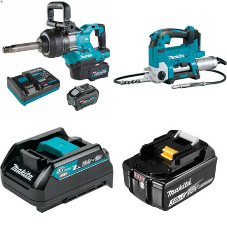 Makita GWT10T 40V XGT Impact Wrench Kit W/ FREE XPG01Z Grease Gun, ADP10 Adapter and BL1830B Battery