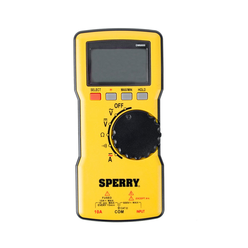 Sperry DM6800 Digital Multimeter, Thin, Autoranging, 600V AC/DC, 10A