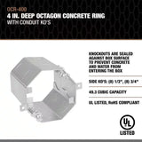 Garvin OCR-400 4" Octagon Concrete Box (8) 1/2" & 3/4" Knockouts - 2