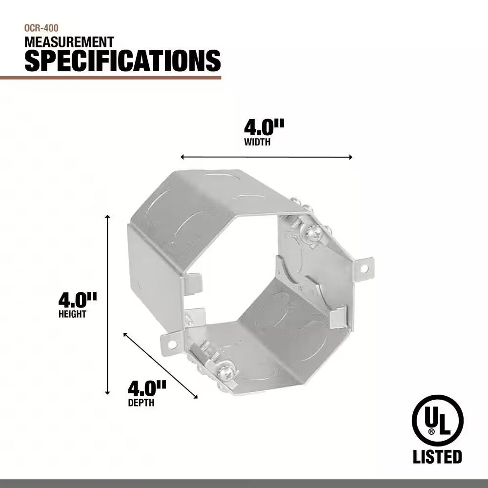 Garvin OCR-400 4" Octagon Concrete Box (8) 1/2" & 3/4" Knockouts - 3