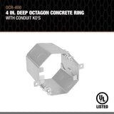 Garvin OCR-400 4" Octagon Concrete Box (8) 1/2" & 3/4" Knockouts - 4