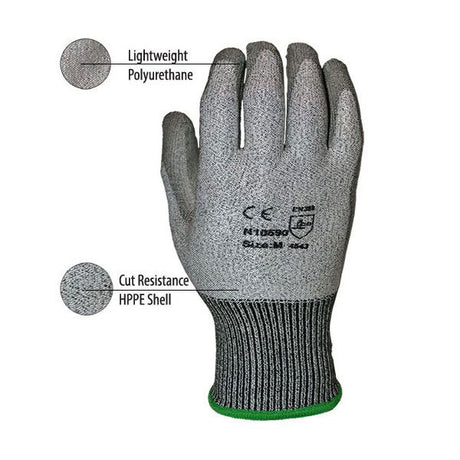 Gator N10590-M Grip Glove, 13-Gauge, Cut Resistant, PU Coated, M 12/box