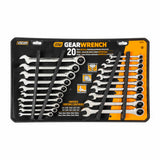 GearWrench 35720-06 20-Piece Set 12-Point Standard (SAE) and Metric Combination Ratchet Wrench Set - 6