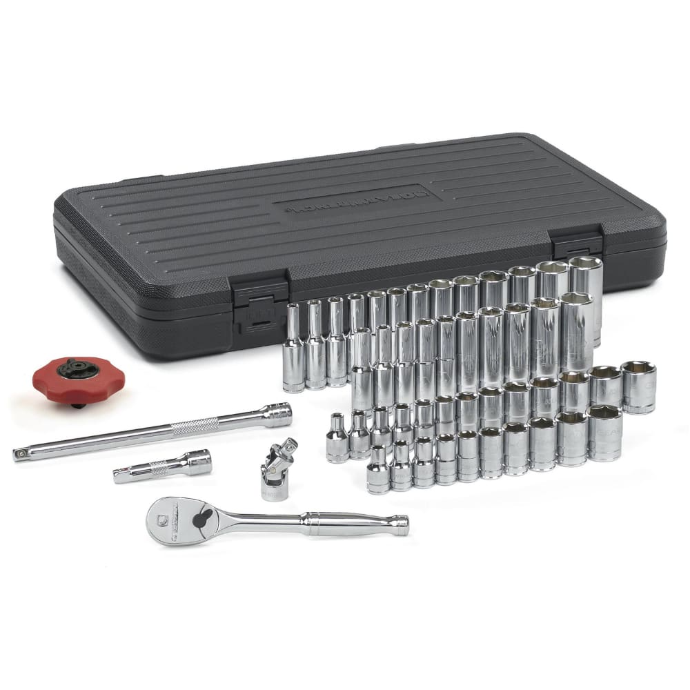 GearWrench 80300 51 Pc. 1/4" Drive 6 Point Standard & Deep SAE/Metric Mechanics Tool Set - 2