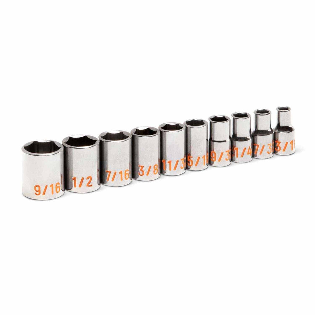 GearWrench 80303H 10 Piece 1/4" Drive 6 Point SAE Hi-Viz Socket Set - 3