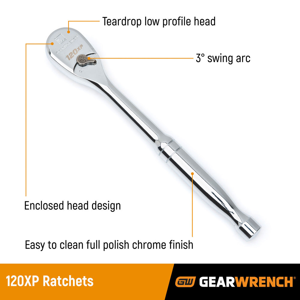 GearWrench 80550P 56 Pc. 3/8" Drive 6 Point 120XP Standard & Deep SAE/Metric Mechanics Tool Set - 2