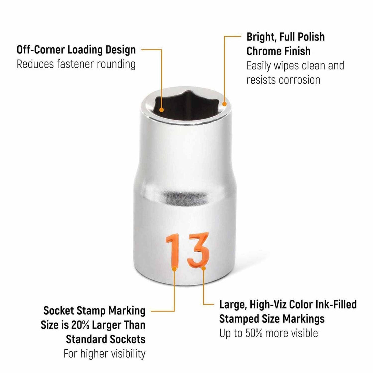 GearWrench 80702H 13 Piece 1/2" Drive 6 Point Metric Hi-Viz Socket Set - 2
